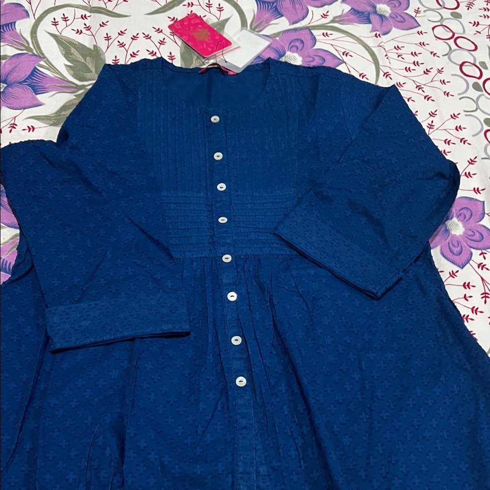 Blue Button-Up tunic top